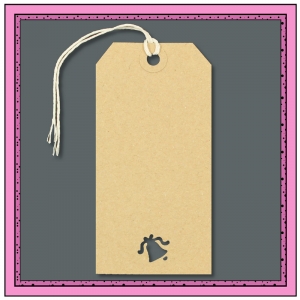 Buff Gift Tags with Punched BELL Shape 120mm x 60mm - Pack 10