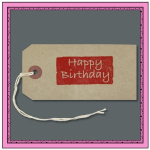 Buff Gift Tags with Printed HAPPY BIRTHDAY 120mm x 60mm - Pack 10