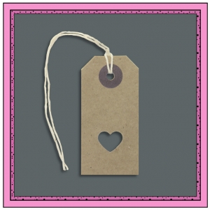 Buff Gift Tags with Punched LOVE HEART 70mm x 35mm - Pack 10