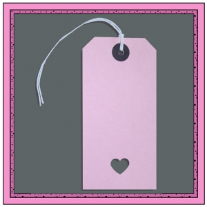 Pink Gift Tags with Punched LOVE HEART 120mm x 60mm - Pack 10