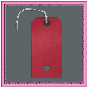 Red Gift Tags with Punched LOVE HEART 120mm x 60mm - Pack 10
