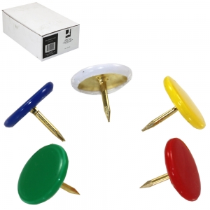Drawing Pins Assorted Colours Head - Office Pack 10 x 120 