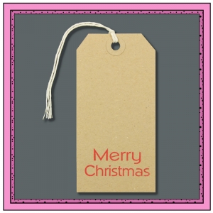 Buff Gift Tags Printed with MERRY CHRISTMAS 120mm x 60mm - Pack 10