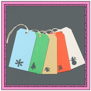 Assorted Gift Tags with Punched CHRISTMAS Themes 120mm x 60mm - Pack 10   