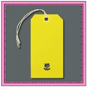 Yellow Gift Tags with Punched FLOWER 120mm x 60mm - Pack 10