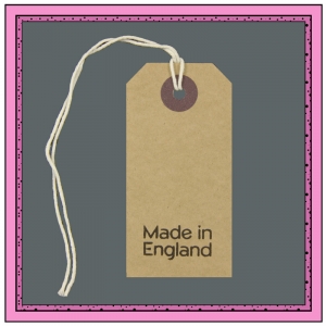 Buff Gift Tags MADE in ENGLAND in Black 82mm x 41mm - Pack 10