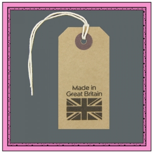 Buff Gift Tags MADE in GREAT BRITAIN in Black 82mm x 41mm - Pack 10