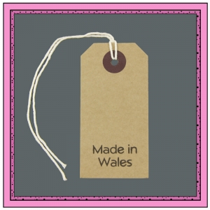 Buff Gift Tags MADE in WALES in Black 82mm x 41mm - Pack 10