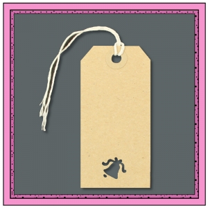 Buff Gift Tags with Punched BELL Shape 96mm x 48mm - Pack 10