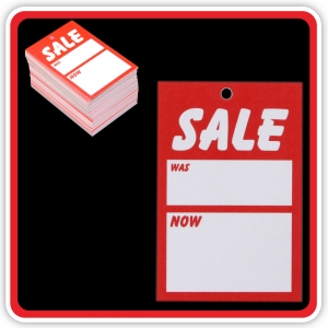 UnStrung Sale Ticket "SALE - WAS - NOW" 75x50mm  - Pack 100