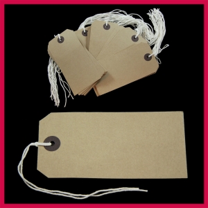 SupaTags Strung Tags Size 5 120mm x 60mm Buff Recycled - Pack 50 