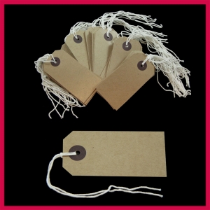 SupaTags Strung Tags Size 2 82mm x 41mm Buff Recycled - Pack 50 
