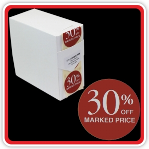 S/A Removable Label "30% OFF MARKED PRICE" 40mm (1 1/2") Red - Pack 500
