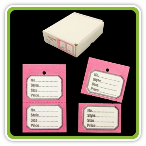 UnStrung Perforated Clothing Stock Ticket Pink (with Border) 40x62mm - Bulk Box 1000