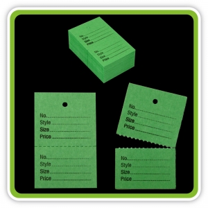 UnStrung Perforated Garment Stock Ticket Green 40mm x 62mm - Pack 100