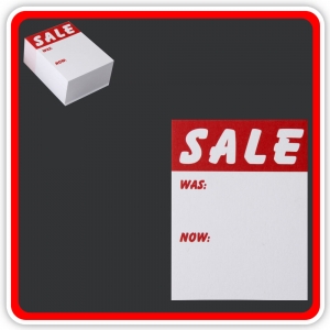Sale Cards "SALE - WAS - NOW" 75 x 50mm (3x2") - Pack 96