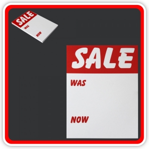 Sale Cards 'SALE - WAS - NOW' 150 x 100mm (6"x4") - Pack 24