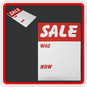 Sale Cards 'SALE - WAS - NOW' 200 x 125mm (8"x5") - Pack 12