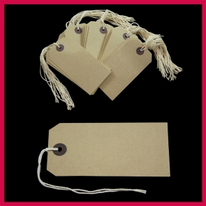 SupaTags Strung Tags Size 3 96mm x 48mm Buff Recycled - Pack 50 