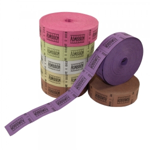 Identibadge Admission Roll Tickets Numbered Assorted Colours - Roll 1000
