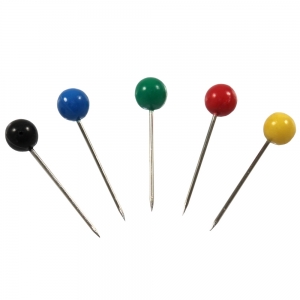 Map Pins Assorted Colours -  Pack 100 